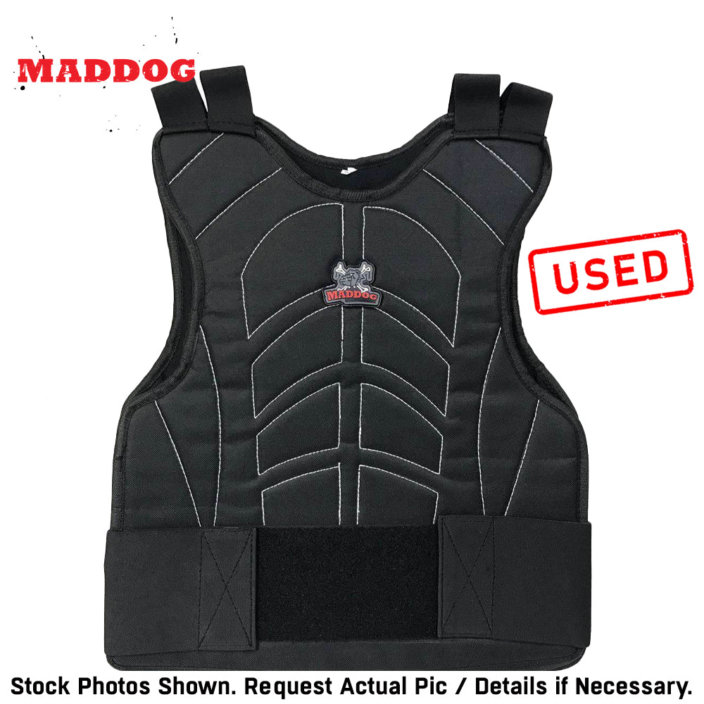 CLEARANCE Maddog Paintball Protective Combo - Tactical Half-Finger Gloves, Padded Chest Protector, & Neoprene Neck Protector - Black or Camo - USED But Not Abused