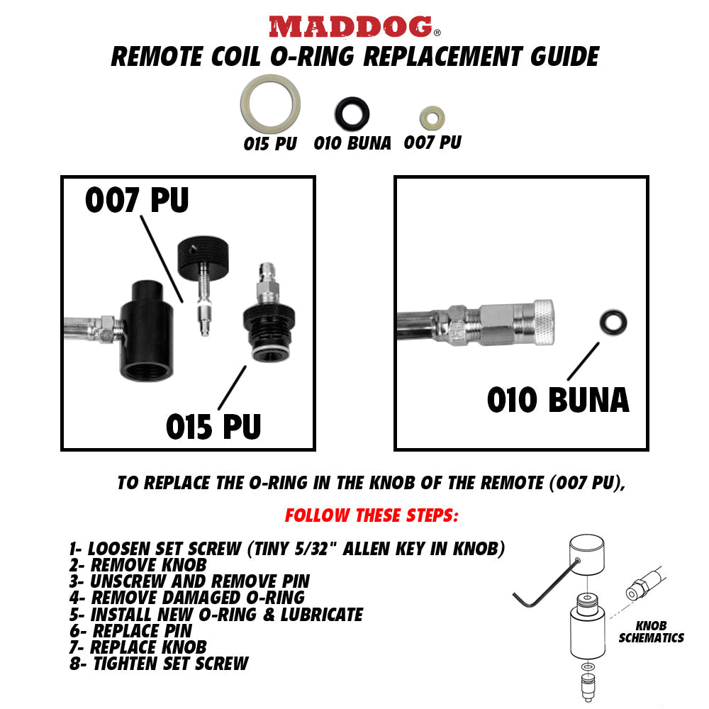 CLEARANCE Maddog Quick Disconnect Paintball Tank Remote Coils - High Pressure Air (HPA) & CO2 | USED But NOT Abused