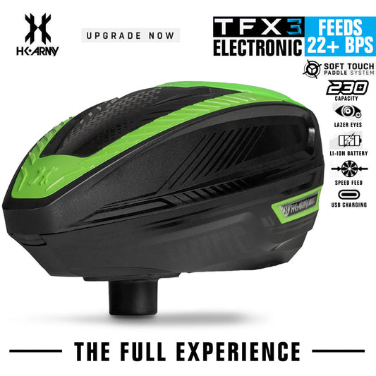 CLEARANCE HK Army TFX 3.0 Electronic Paintball Loader - 22+ BPS - Black/Neon Green
