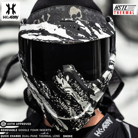 HK Army HSTL Goggle Thermal Anti-Fog Dual Pane Paintball Mask - Fracture Black/White (Smoke Thermal Lens) - USED But Not Abused