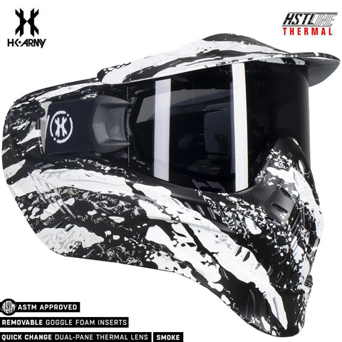 HK Army HSTL Goggle Thermal Anti-Fog Dual Pane Paintball Mask - Fracture Black/White (Smoke Thermal Lens) - USED But Not Abused