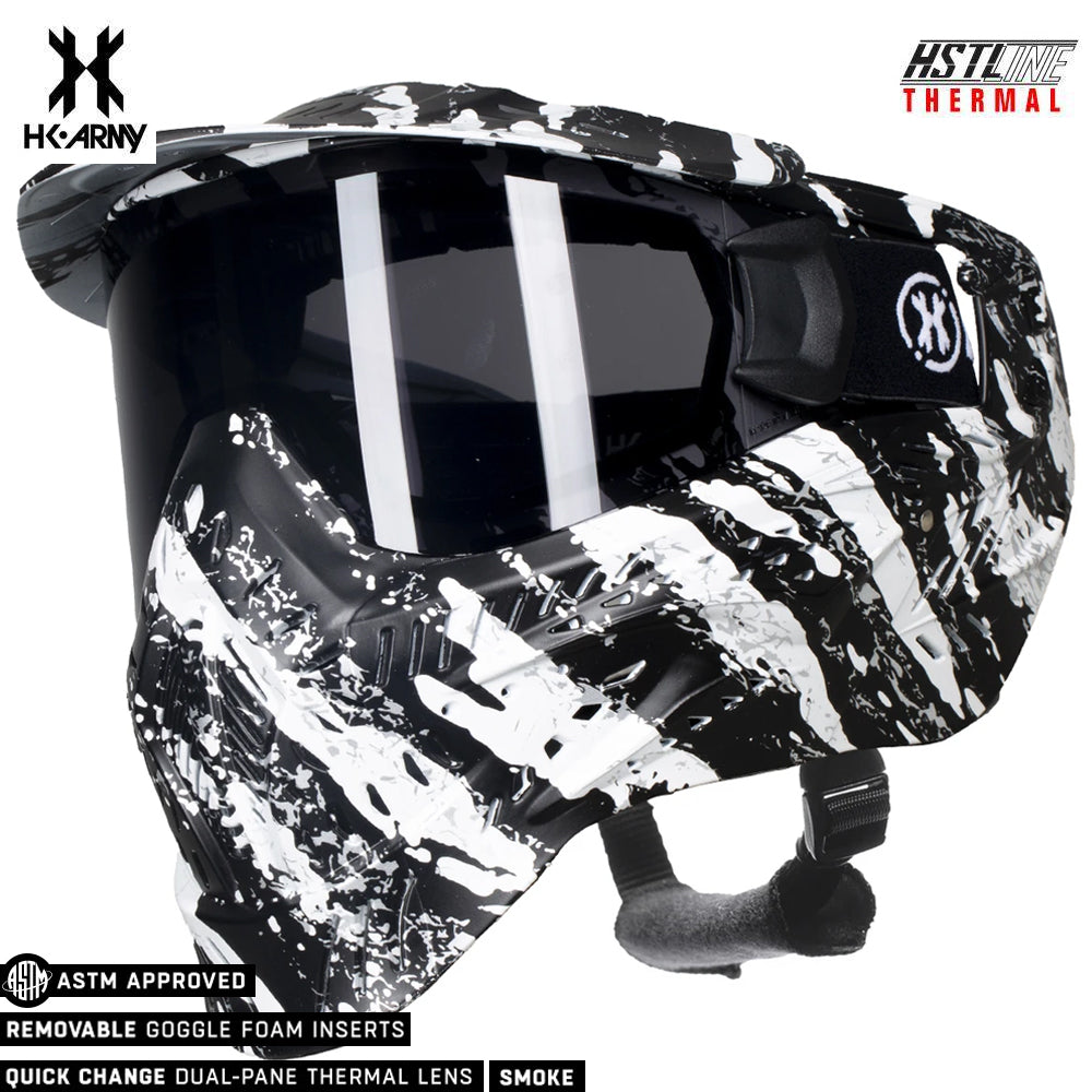 HK Army HSTL Goggle Thermal Anti-Fog Dual Pane Paintball Mask - Fracture Black/White (Smoke Thermal Lens) - USED But Not Abused