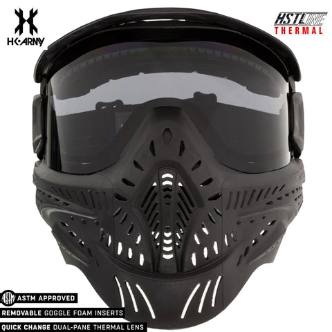 HK Army HSTL Goggle Paintball Airsoft Mask with Anti Fog Thermal Lens - Black w/ Smoke Lens