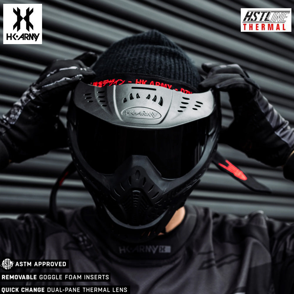 HK Army HSTL Goggle Paintball Airsoft Mask with Anti Fog Thermal Lens - Black w/ Smoke Lens