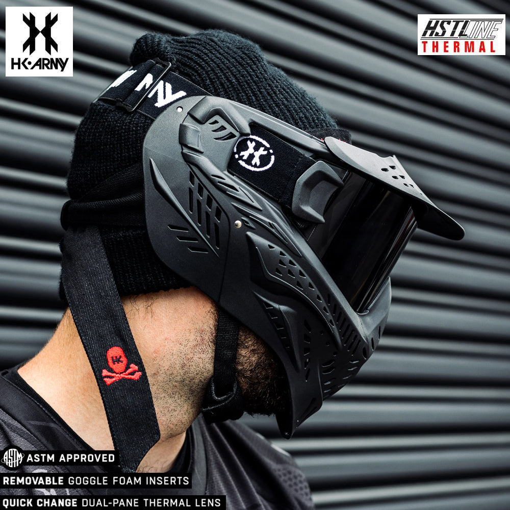 HK Army HSTL Goggle Paintball Airsoft Mask with Anti Fog Thermal Lens - Black w/ Smoke Lens