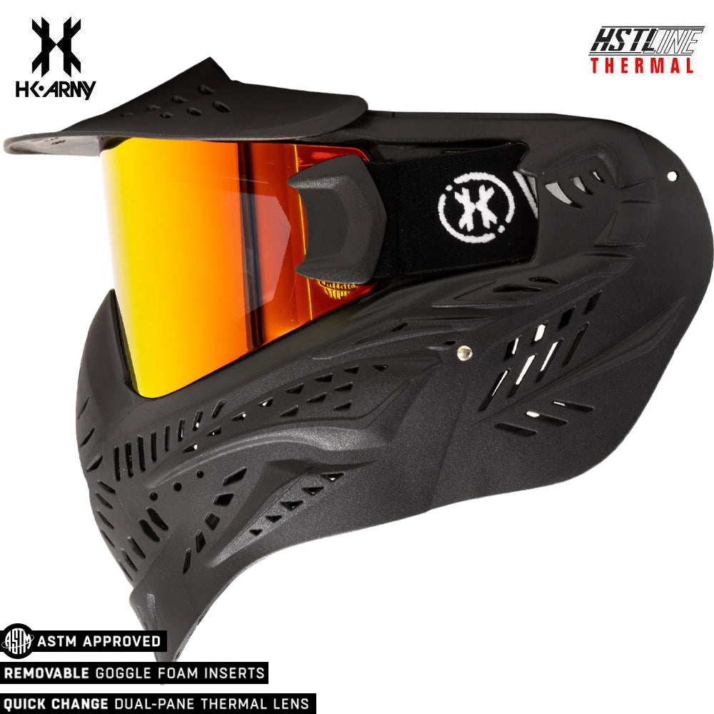 HK Army HSTL Goggle Paintball Airsoft Mask with Anti Fog Thermal Lens - Black w/ Fire Lens