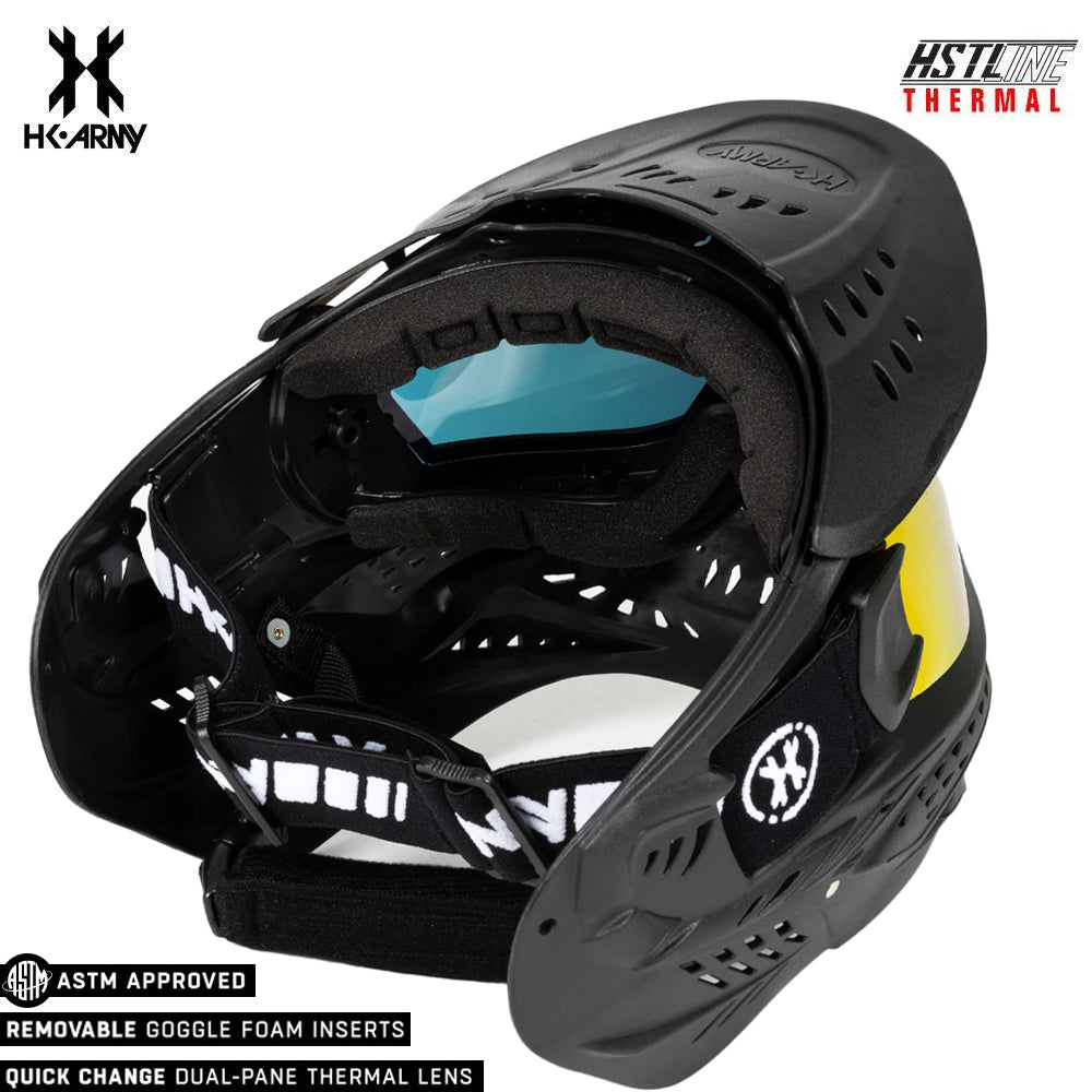 HK Army HSTL Goggle Paintball Airsoft Mask with Anti Fog Thermal Lens - Black w/ Fire Lens