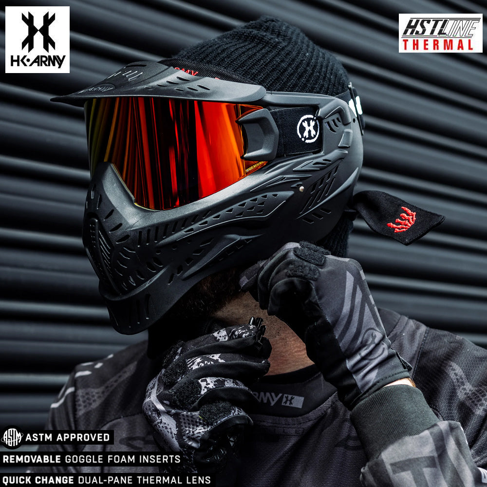 HK Army HSTL Goggle Paintball Airsoft Mask with Anti Fog Thermal Lens - Black w/ Fire Lens