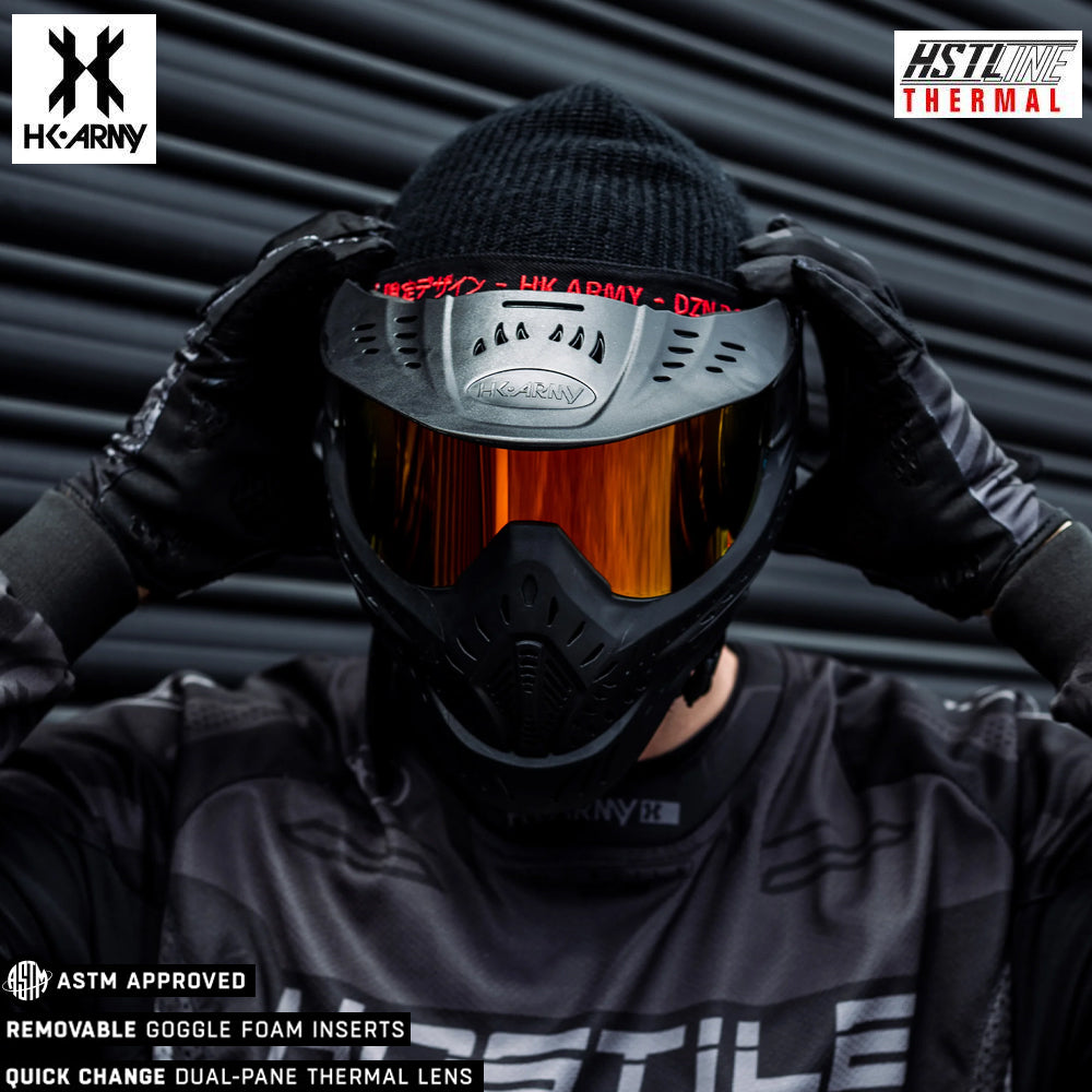 HK Army HSTL Goggle Paintball Airsoft Mask with Anti Fog Thermal Lens - Black w/ Fire Lens