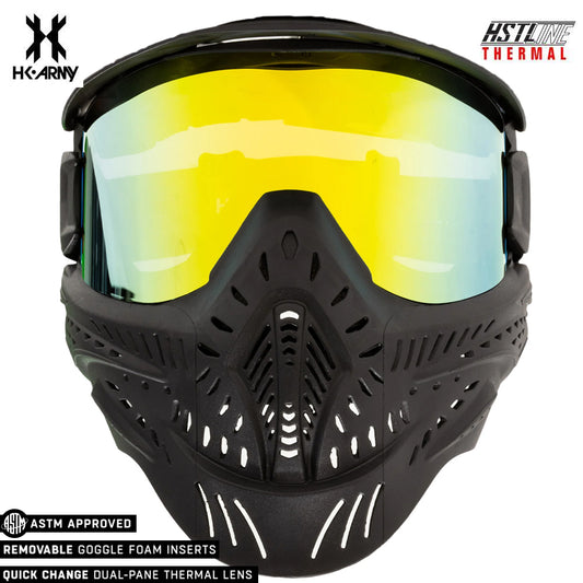 HK Army HSTL Goggle Paintball Airsoft Mask with Anti Fog Thermal Lens - Black w/ Gold Lens