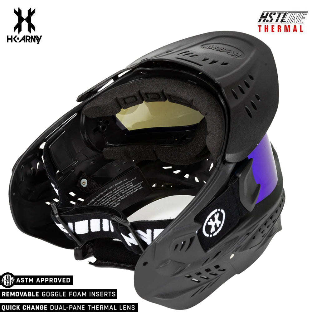 HK Army HSTL Goggle Paintball Airsoft Mask with Anti Fog Thermal Lens - Black w/ Ice Lens