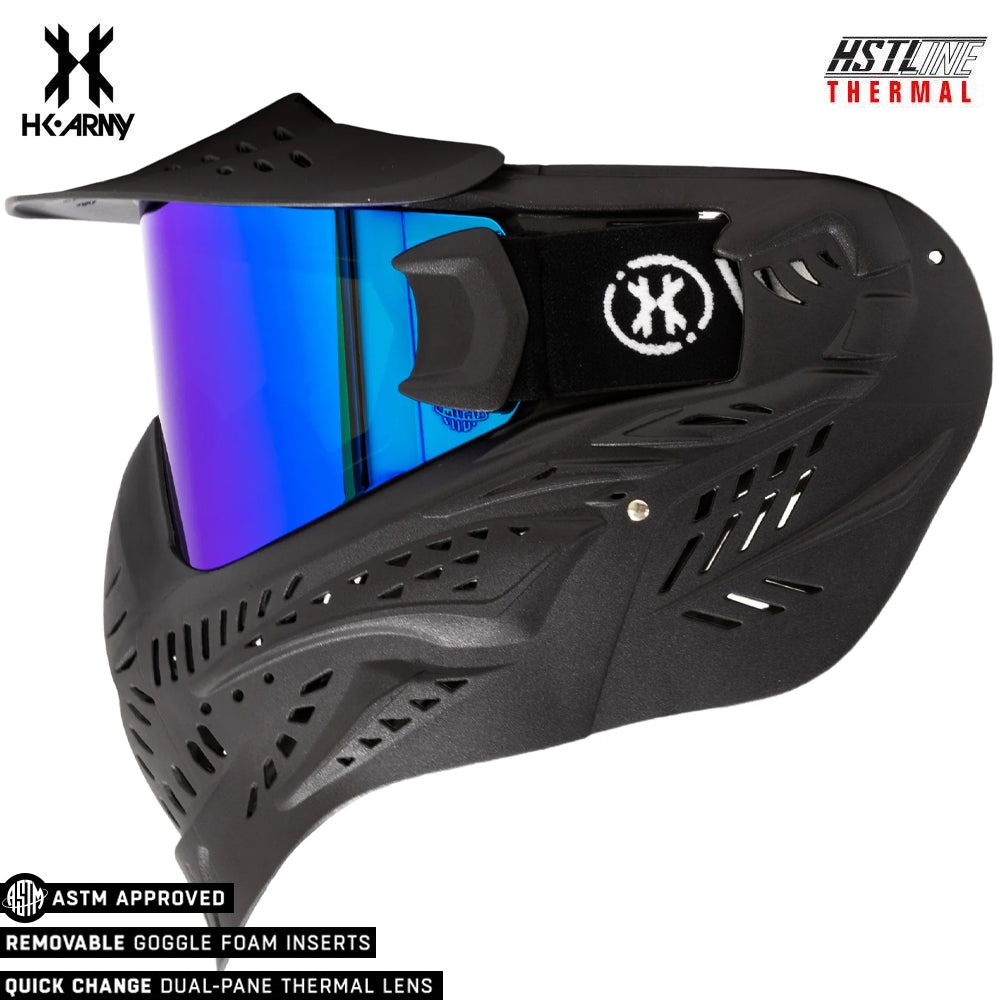HK Army HSTL Goggle Paintball Airsoft Mask with Anti Fog Thermal Lens - Black w/ Ice Lens