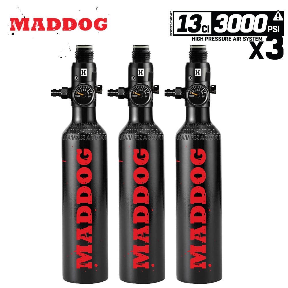 Maddog 13ci/3000psi Compressed Air Aluminum HPA Paintball Tank with Regulator - HYDRO CYCLE EXEMPT