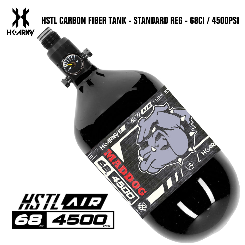 Maddog HK Army HSTL 68/4500 Carbon Fiber HPA Compressed Air Paintball Tank Bottle System - Standard Reg