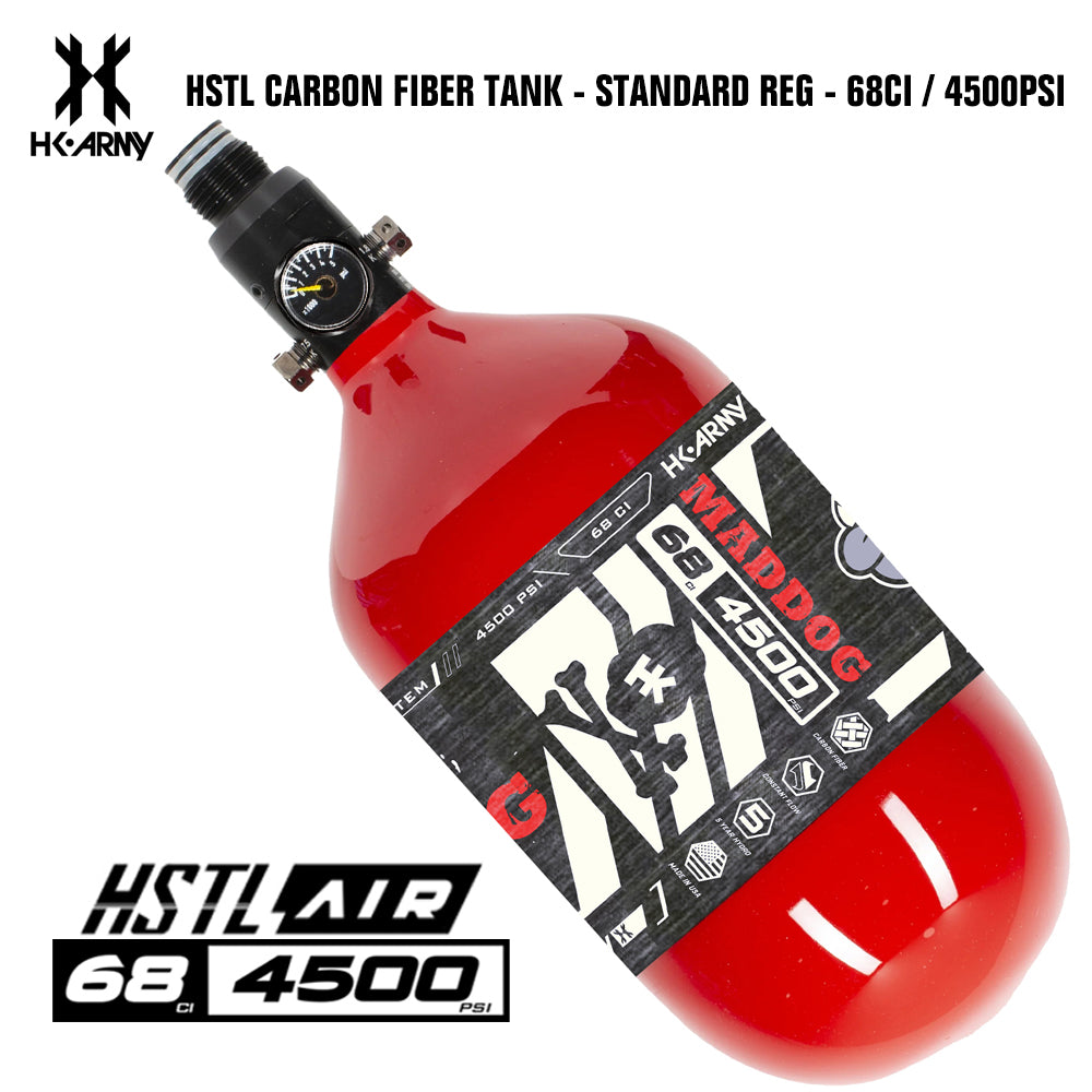 Maddog HK Army HSTL 68/4500 Carbon Fiber HPA Compressed Air Paintball Tank Bottle System - Standard Reg