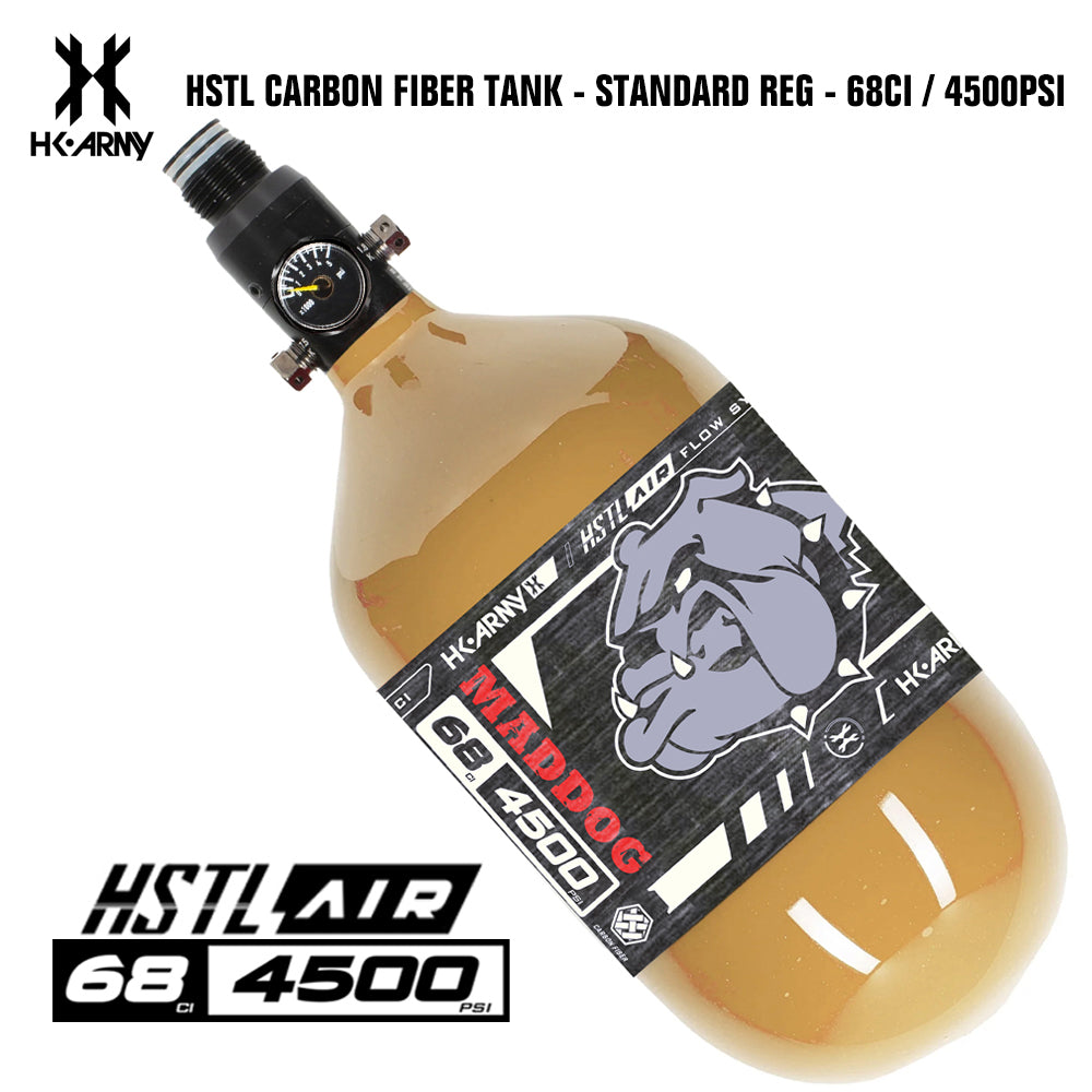 Maddog HK Army HSTL 68/4500 Carbon Fiber HPA Compressed Air Paintball Tank Bottle System - Standard Reg