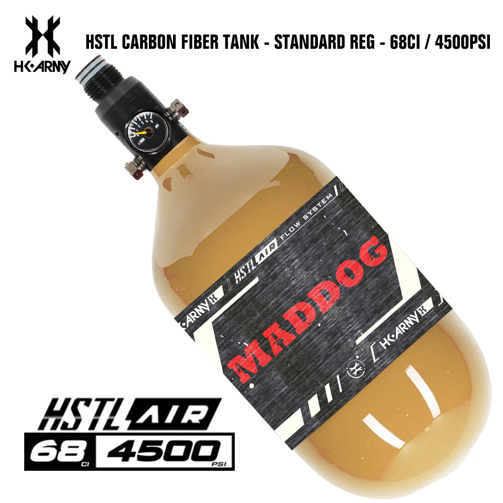 Maddog HK Army HSTL 68/4500 Carbon Fiber HPA Compressed Air Paintball Tank Bottle System - Standard Reg