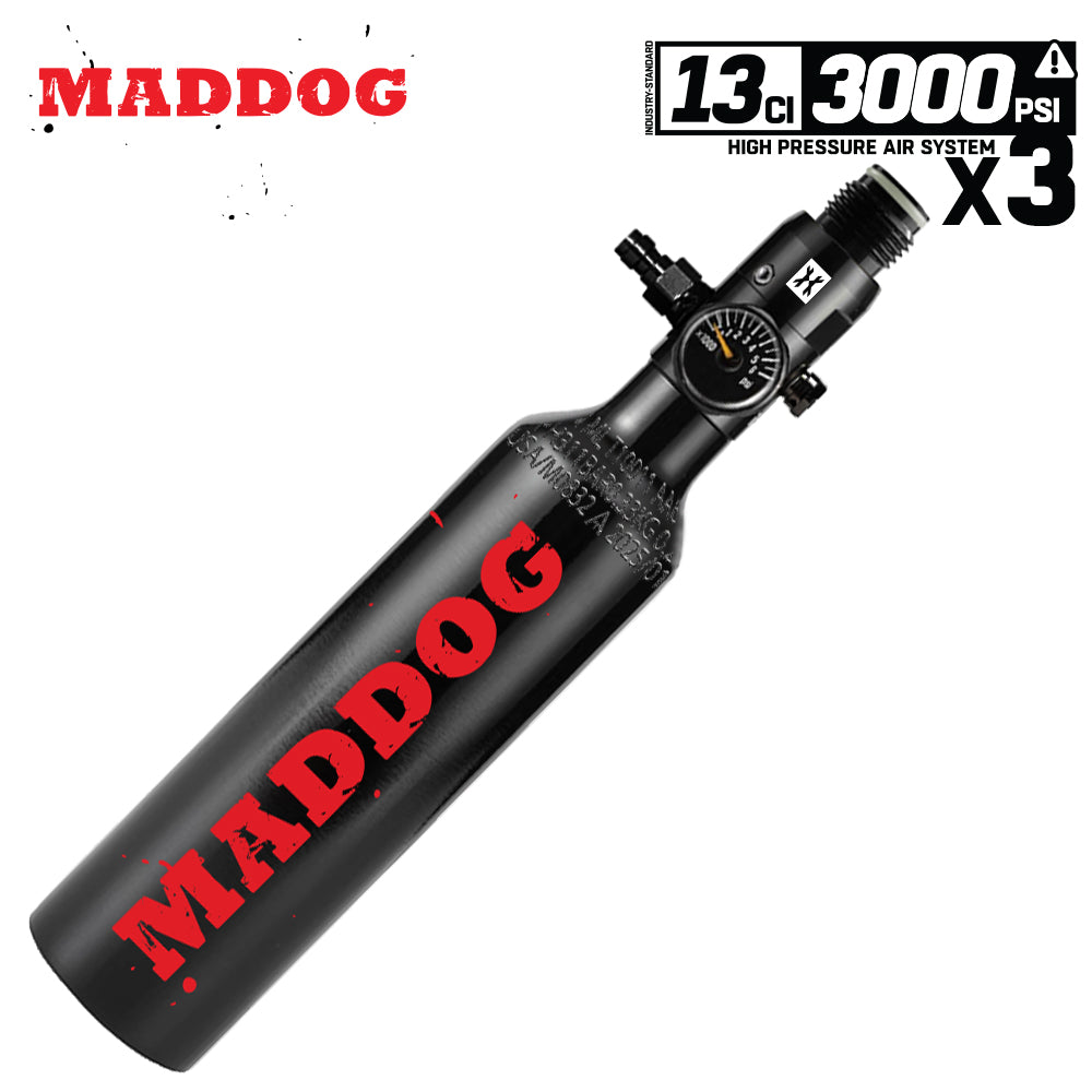 Maddog 13ci/3000psi Compressed Air Aluminum HPA Paintball Tank with Regulator - HYDRO CYCLE EXEMPT