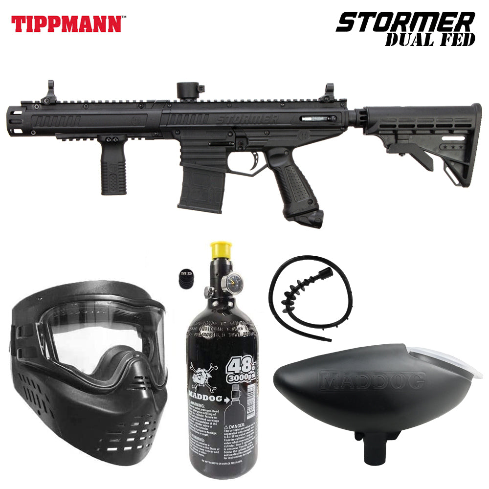 Tippmann Stormer DUAL FED ELITE .68 Caliber Semi-Automatic Bronze HPA Paintball Gun Package