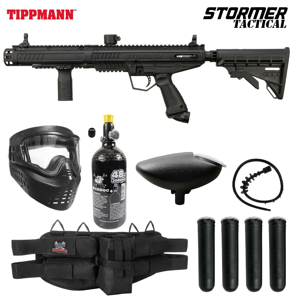 Maddog Tippmann Stormer Silver HPA Paintball Gun Marker Starter Package