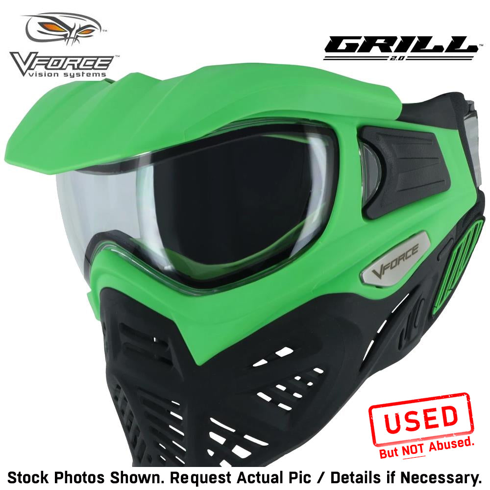 CLEARANCE V-Force Grill 2.0 Thermal Anti Fog Paintball Mask Goggles - Venom (Green / Black) - OPEN BOX