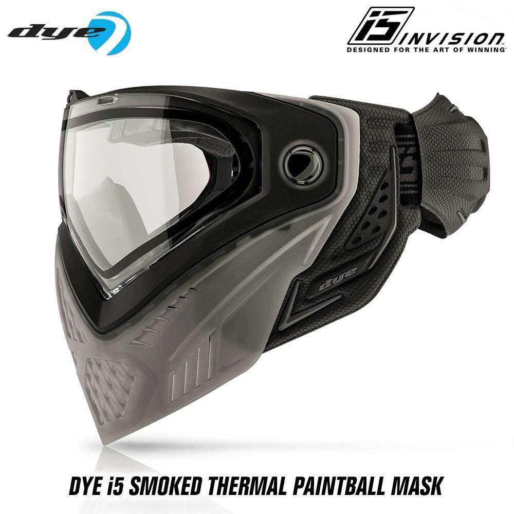Dye I5 Thermal Paintball Mask Goggles with GSR Pro Strap - SMOKED Smoke / Black - PaintballDeals.com