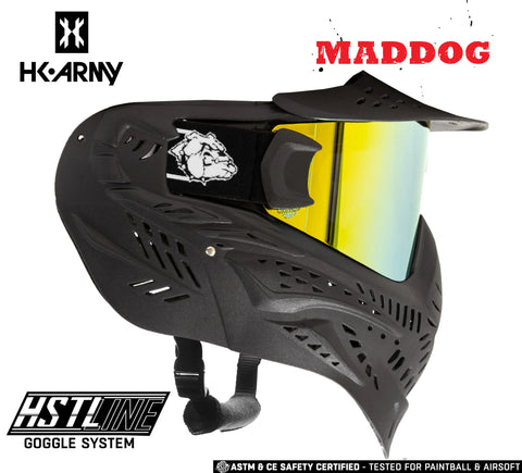 Maddog HK Army HSTL Goggle Paintball Airsoft Mask with Anti Fog Thermal Lens - Black w/ Gold Lens