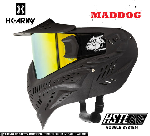 Maddog HK Army HSTL Goggle Paintball Airsoft Mask with Anti Fog Thermal Lens - Black w/ Gold Lens