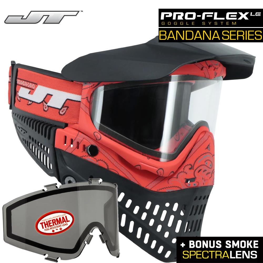 JT Proflex Thermal Anti-Fog Paintball Mask Goggles - LE Bandana Series w/ Clear & Smoke Lenses