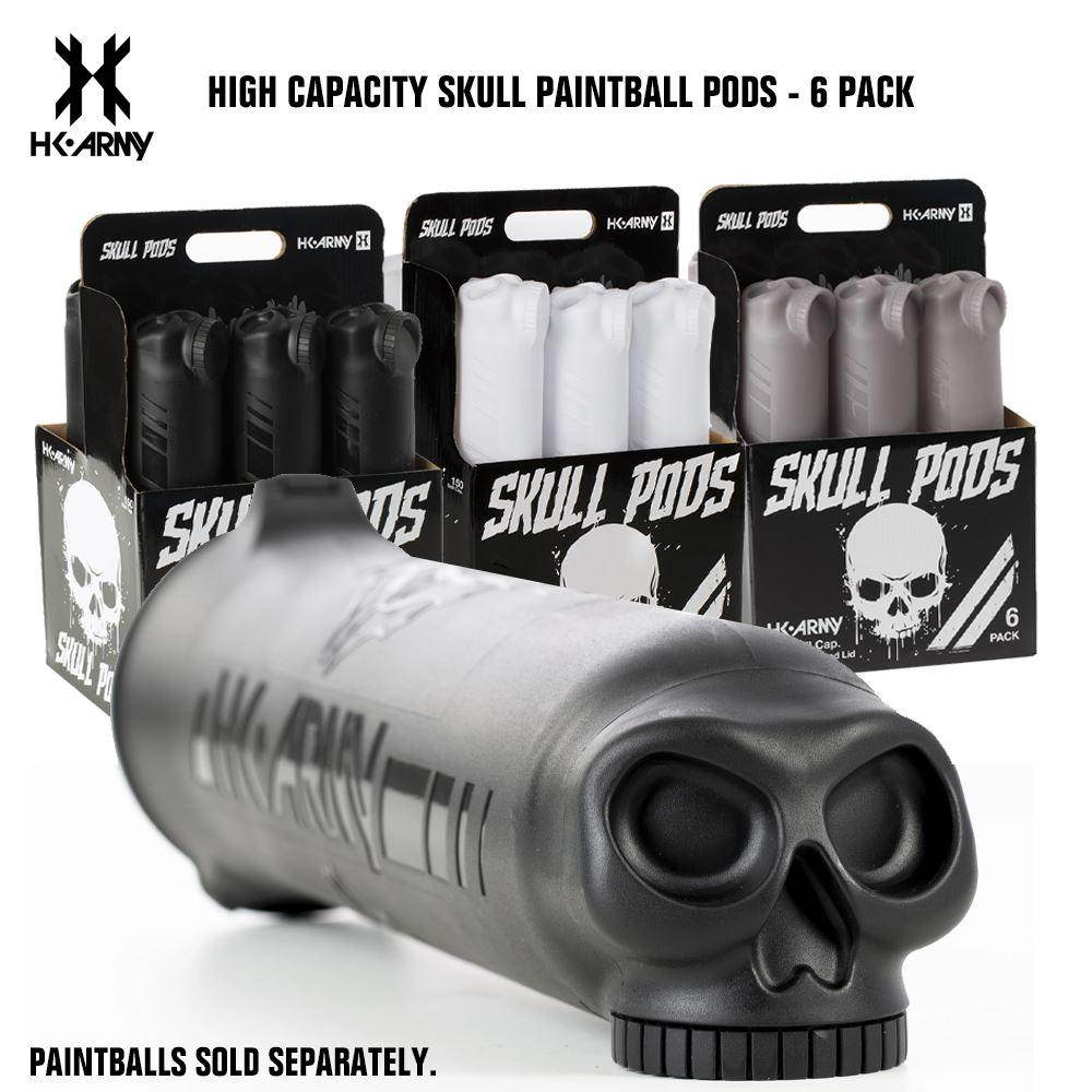 HK Army High Capacity 150 Rounds Skull Paintball Pods - 6 Pack - PaintballDeals.com