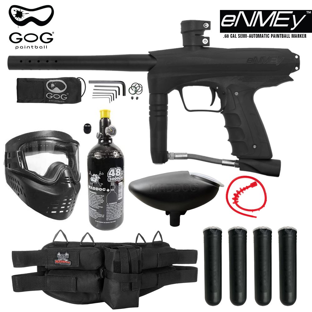 Maddog GoG eNMEy Paintball Gun Marker Silver HPA Starter Package