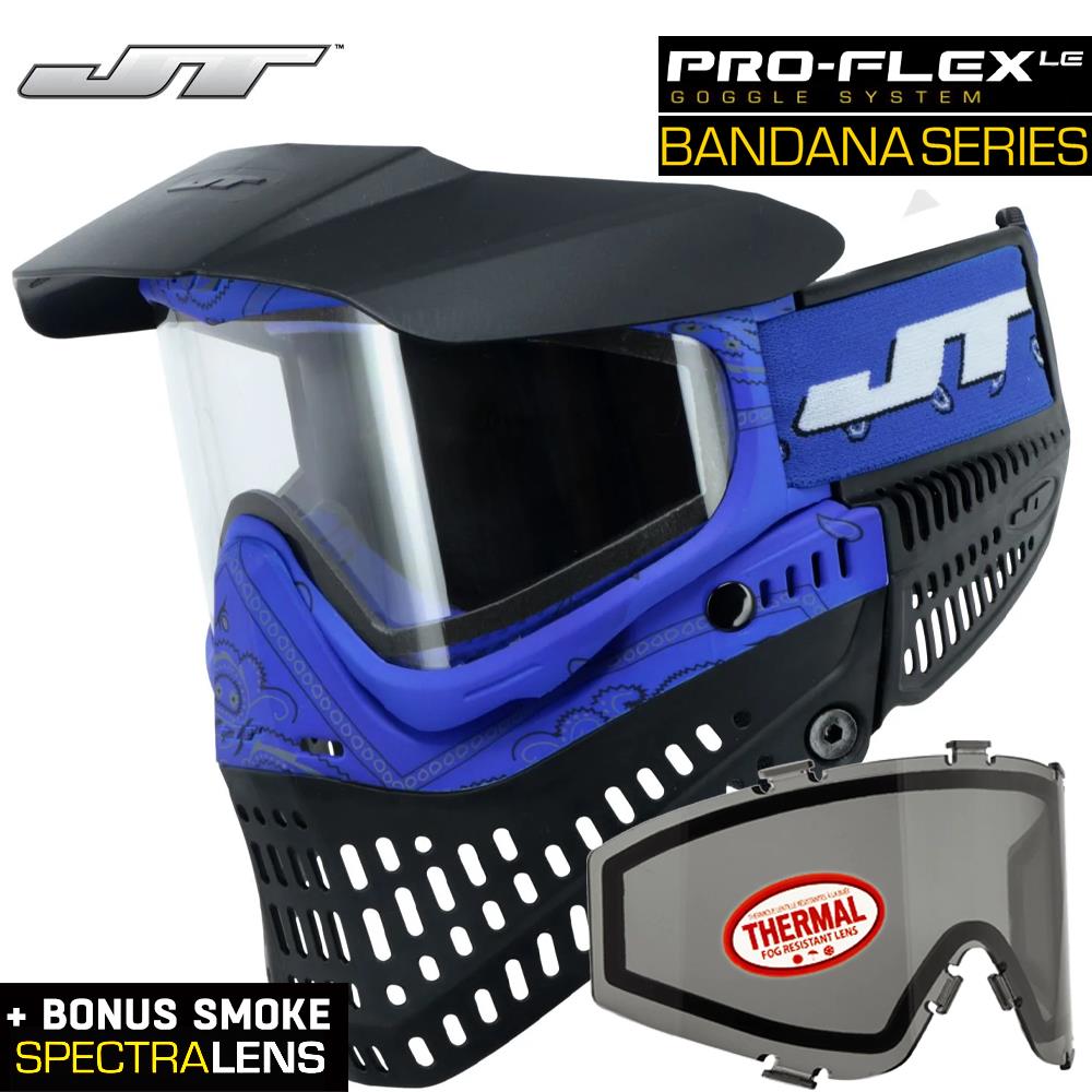 JT Proflex Thermal Anti-Fog Paintball Mask Goggles - LE Bandana Series w/ Clear & Smoke Lenses
