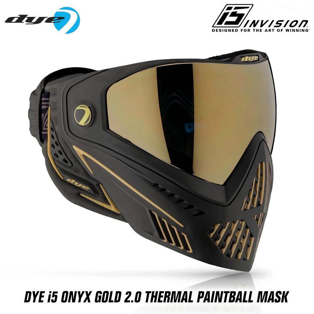 Dye I5 Thermal Paintball Mask Goggles with GSR Pro Strap - Onyx Gold 2.0 Black / Gold - PaintballDeals.com