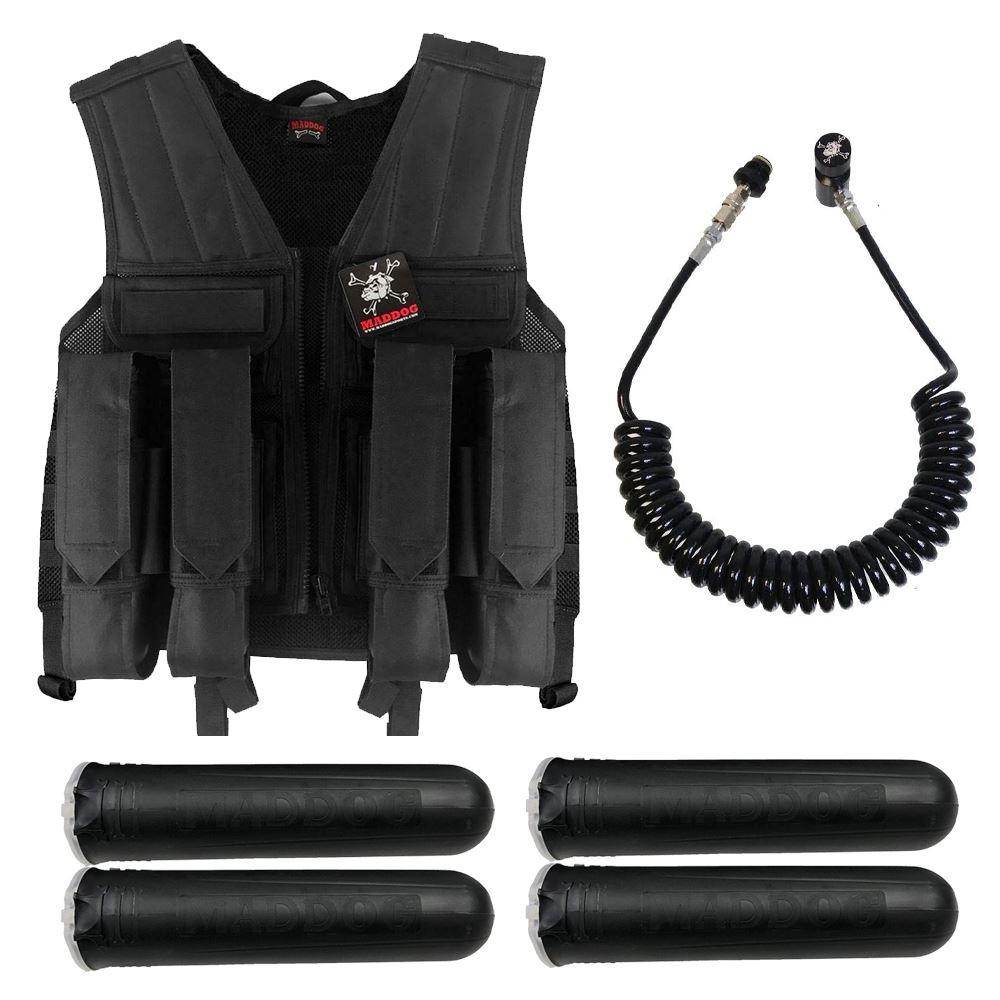 Maddog Tactical Paintball Battle Vest | Holds 6 Pods & Tank Up to 90ci