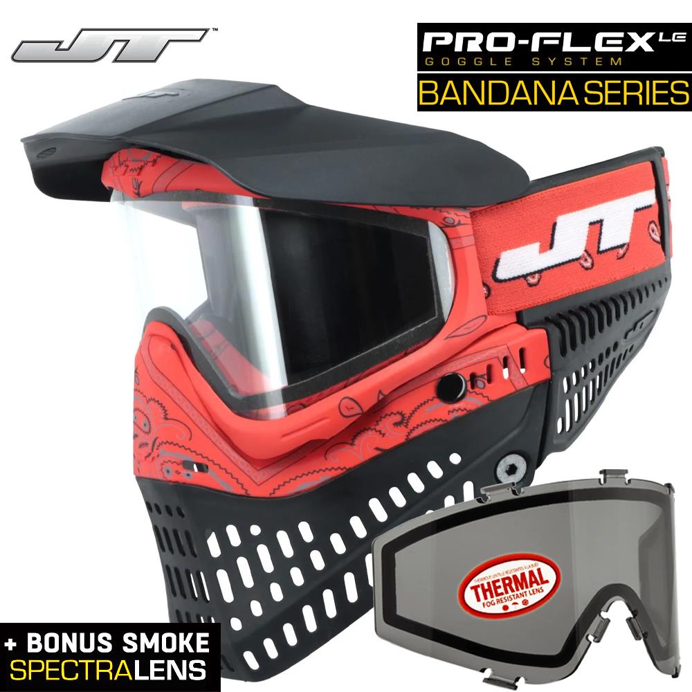 JT Proflex Thermal Anti-Fog Paintball Mask Goggles - LE Bandana Series w/ Clear & Smoke Lenses