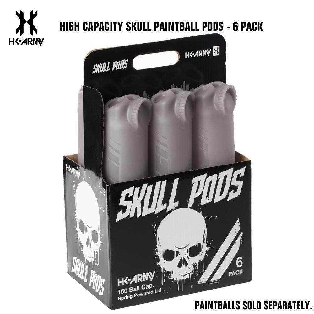 HK Army High Capacity 150 Rounds Skull Paintball Pods - 6 Pack - PaintballDeals.com
