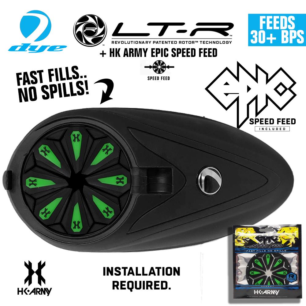 Dye LT-R Electronic Paintball Loader with HK Army Epic Speed Feed