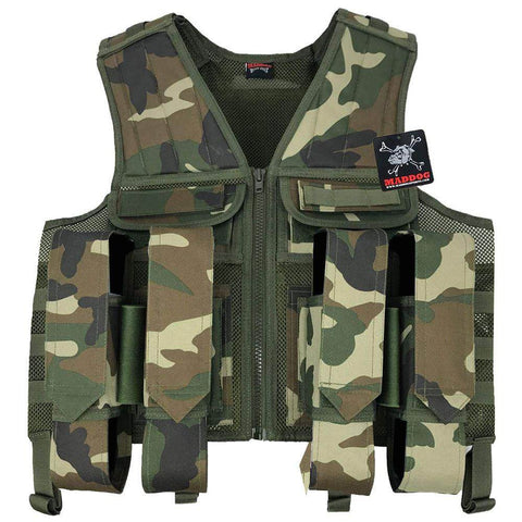 Maddog Tactical Paintball Battle Vest | Holds 6 Pods & Tank Up to 90ci