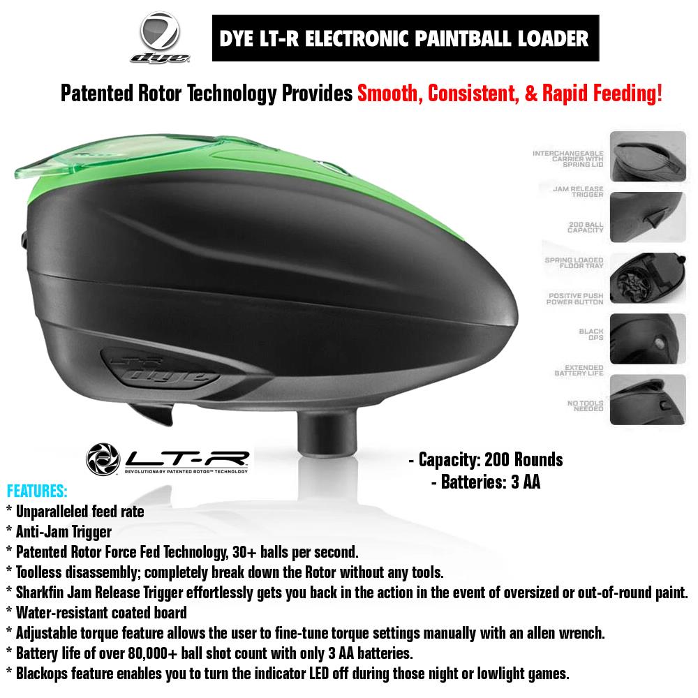 Dye LT-R Electronic Paintball Loader with HK Army Epic Speed Feed