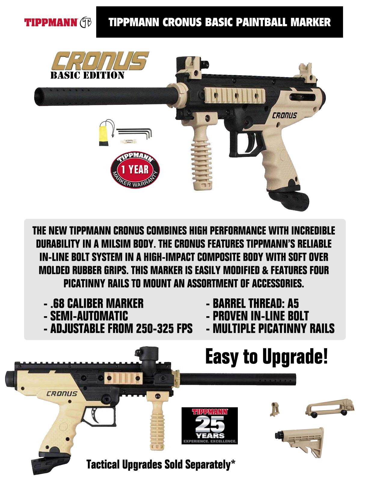 Tippmann Cronus Tactical Starter HPA Paintball Gun Package