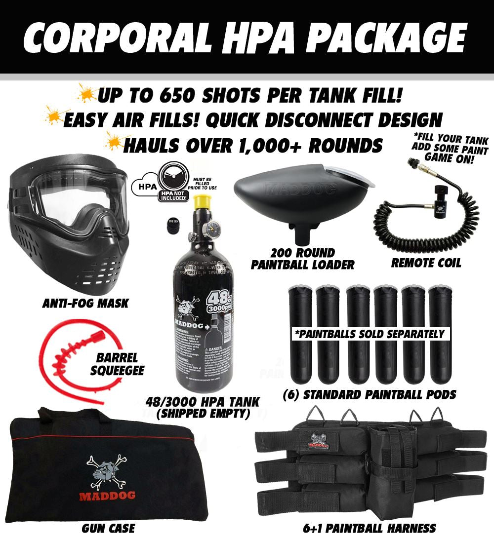 Maddog GoG eNMEy Paintball Gun Marker Corporal HPA Starter Package