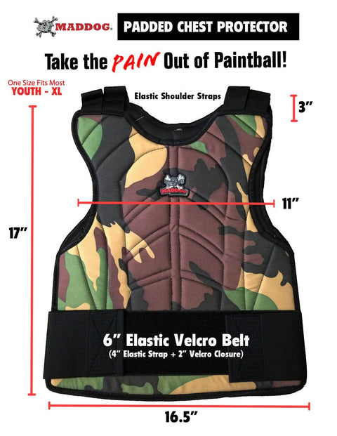 Maddog Padded Chest Protector, Full Finger Tactical Gloves, & Neck Protector Combo Package - PaintballDeals.com