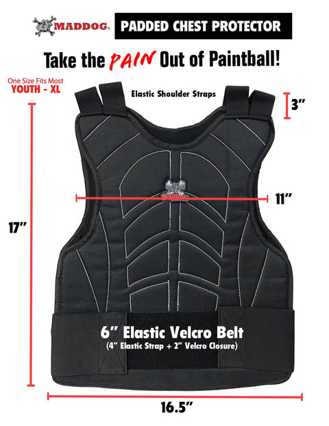 Maddog Padded Airsoft Paintball Chest Protector, Tactical Half Finger Glove, & Neck Protector Combo Package - PaintballDeals.com
