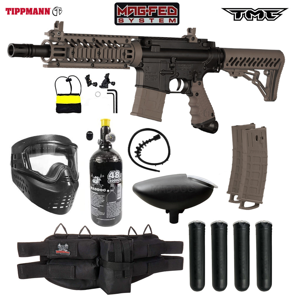 Maddog Tippmann TMC MAGFED Silver HPA Paintball Gun Marker Starter Package