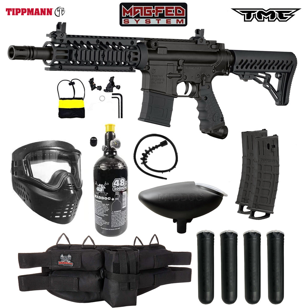 Maddog Tippmann TMC MAGFED Silver HPA Paintball Gun Marker Starter Package