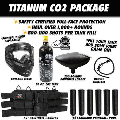 Maddog Tippmann 98 Custom Platinum Series Titanium CO2 Paintball Gun Marker Starter Package