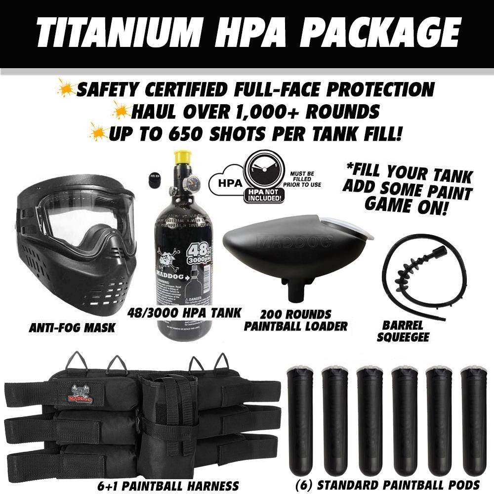 Maddog Tippmann Cronus Titanium HPA Paintball Gun Marker Starter Package - PaintballDeals.com