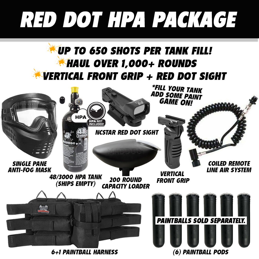 Tippmann Cronus Tactical HPA Red Dot Paintball Gun Package