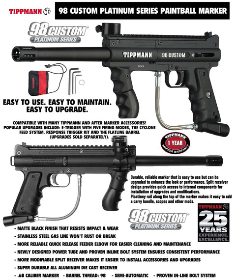 Maddog Tippmann 98 Custom Platinum Series Titanium CO2 Paintball Gun Marker Starter Package