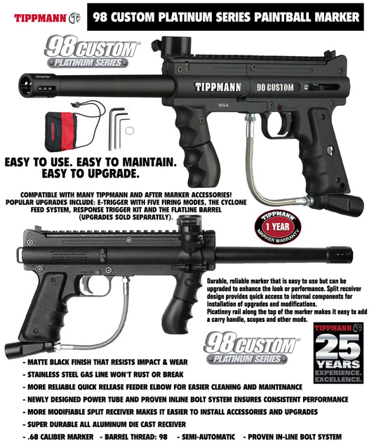Maddog Tippmann 98 Custom Platinum Series Protective CO2 Paintball Gun Marker Starter Package